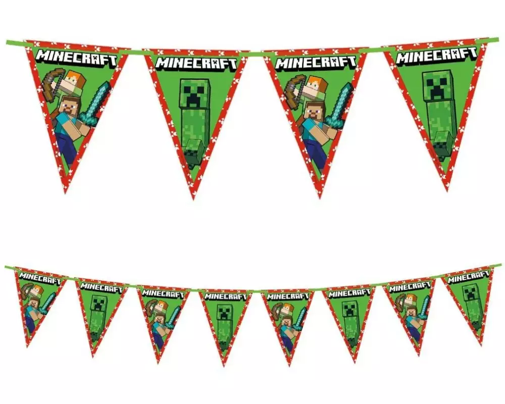 We fiesta Party Girlande Flaggen Minecraft 2.3 m, Grün