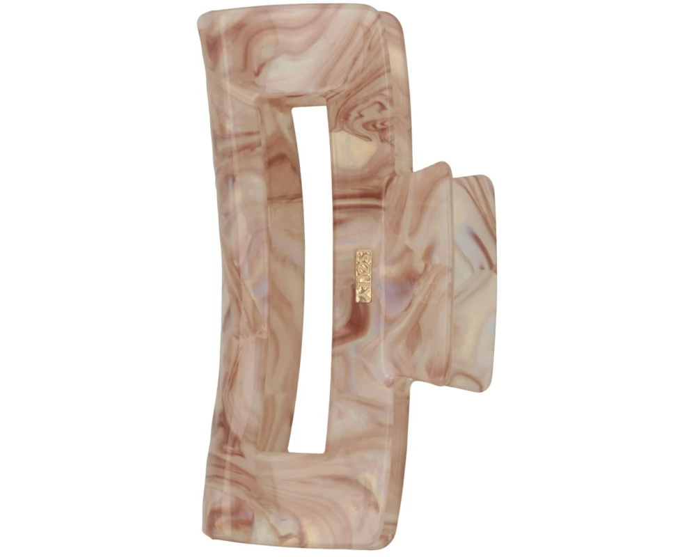 SOLEY Klemme rechteckig Beige Marmoroptik