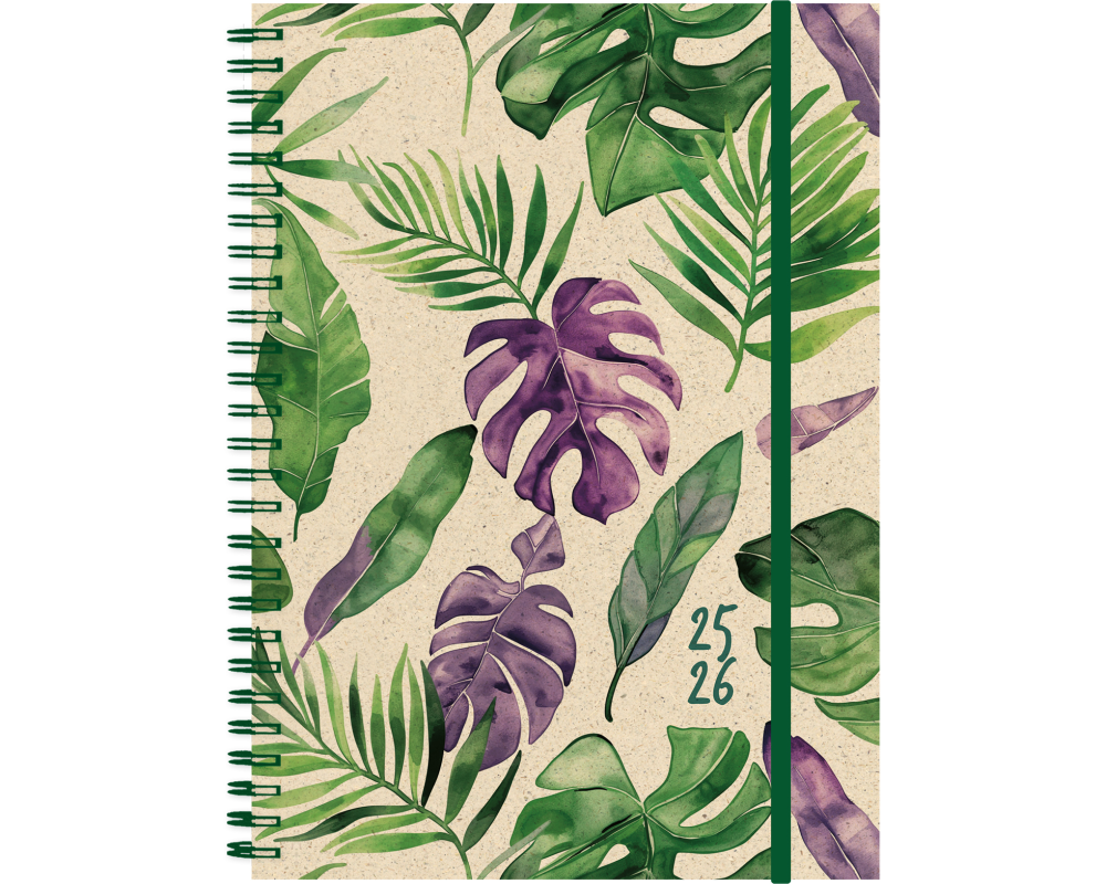SIMPLEX Schüleragenda Graspapier 25/26 500408.26 1W/2S 12M Jungle ML 14.8x21cm