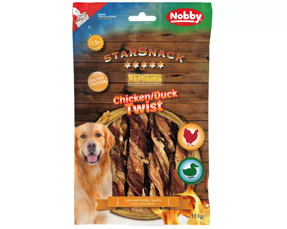 Nobby Kausnack StarSnack Barbecue Chicken Duck Twist, 113 g